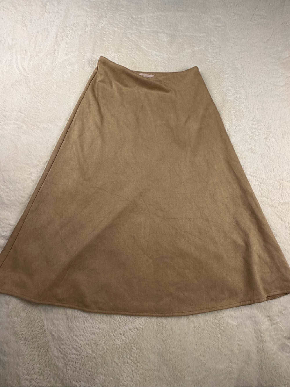 Philosophy A-Line Faux Suede Skirt in Camel Brown M